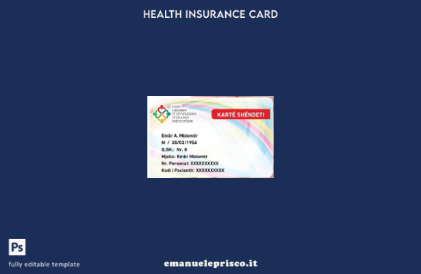 stile verificato Albania Modello di tessera sanitaria del fondo assicurativo san